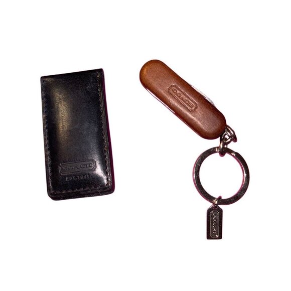 Coach Swiss Army Leather Pocket Knife & Black Leather Money Clip - Picture 1 of 7